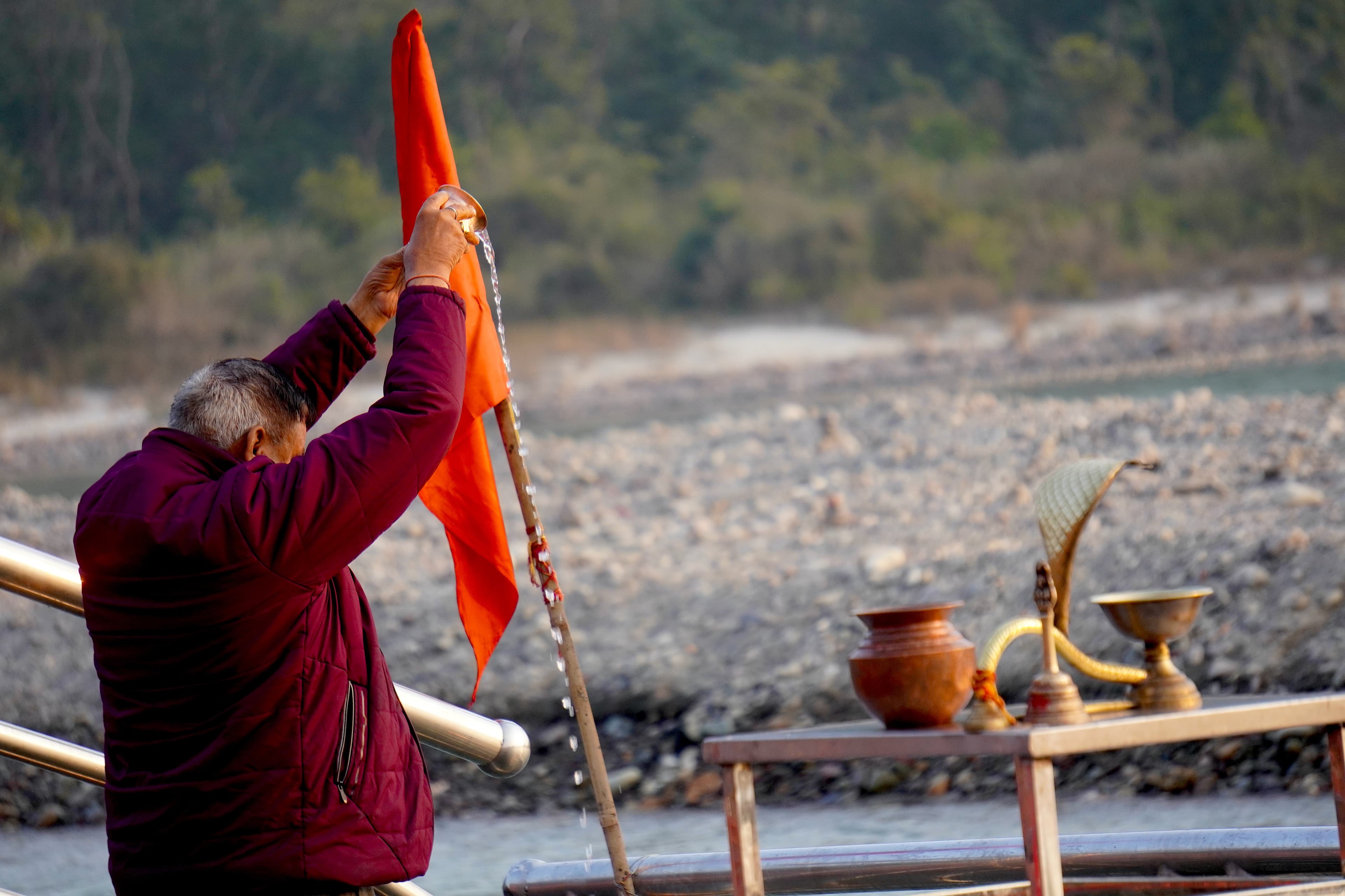 Hindu Rituals at Ganga Ghat, Rishikesh, India